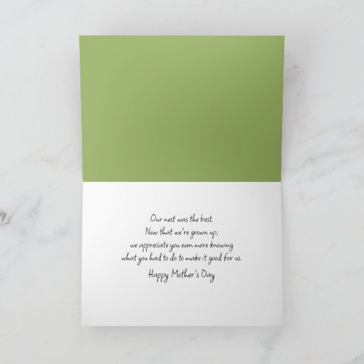 Moeder Vogel Met Baby's In Nest Kaart (Binnen)