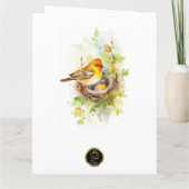Moeder vogel voert haar baby's Moederdag Kaart (Achterkant)