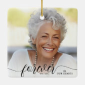 Moeder voor altijd in onze harten Memorial Foto Keramisch Ornament (Achterkant)