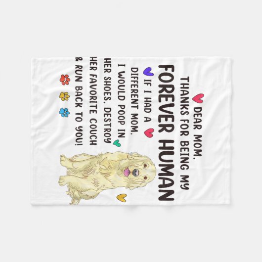 Moeder voor altijd menselijke crème Golden Retriev Fleece Deken (Voorkant (Horizontaal))