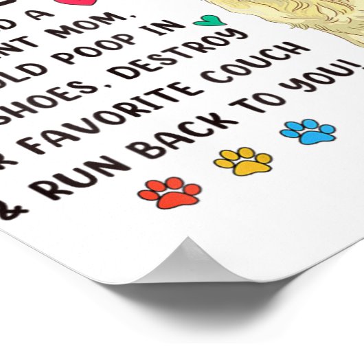 Moeder voor altijd menselijke crème Golden Retriev Poster (Hoek)