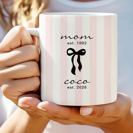 Moeder voor Coco mok roze strik strepen
