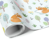 Moeder Vos Baby Vos Slapend In Het Bos Cadeaupapier (Rol Hoek)