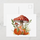 Moeder vos en haar Baby onder grote paddenstoelen Briefkaart (Voorkant / Achterkant)