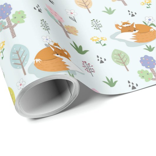 Moeder vossenvos in het bos cadeaupapier (Rol Hoek)