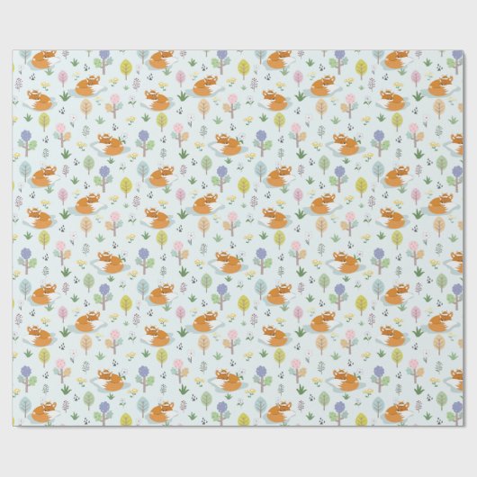 Moeder vossenvos in het bos cadeaupapier (Vlak)