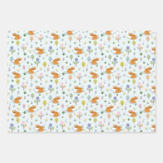 Moeder vossenvos in het bos inpakpapier vel (Voorkant 3)