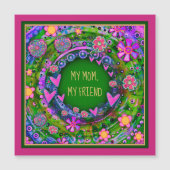 Moeder Vriend Bloemen Groene Magnetische Kaart (Voorkant)