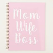 Moeder vrouw baas licht roze aangepaste script sti planner (Voorkant)