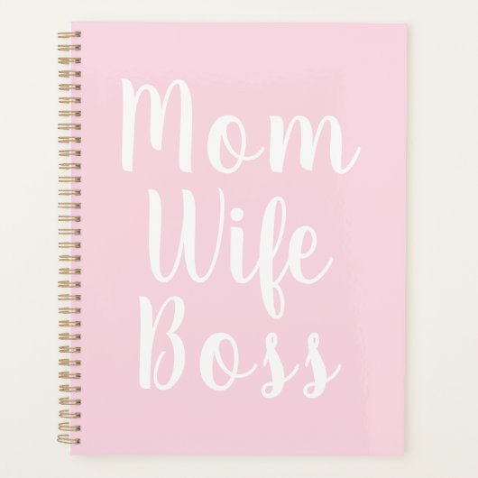Moeder vrouw baas licht roze aangepaste script sti planner (Voorkant)