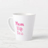 Moeder vrouw baas roze wit aangepast script stijlv latte mok (Linkerhoek)