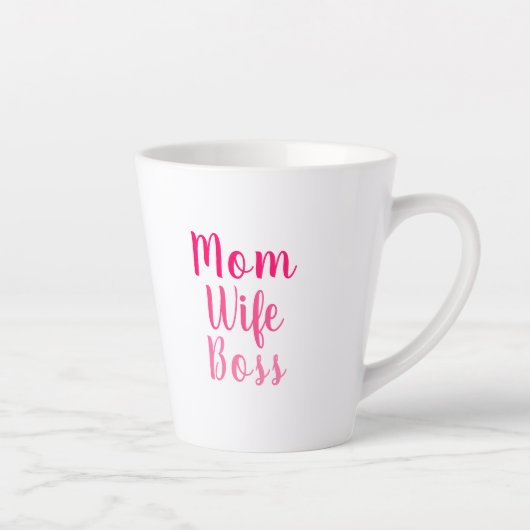 Moeder vrouw baas roze wit aangepast script stijlv latte mok (Rechts)