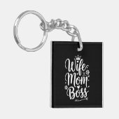 Moeder Vrouw Baas Schattig Moederdag Cadeau Sleutelhanger (Voorkant Links)