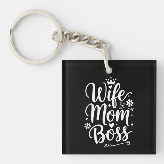 Moeder Vrouw Baas Schattig Moederdag Cadeau Sleutelhanger (Voorkant)