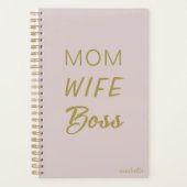 Moeder Vrouw Boss Quote L Blush Roze & Goud Script Planner (Voorkant)