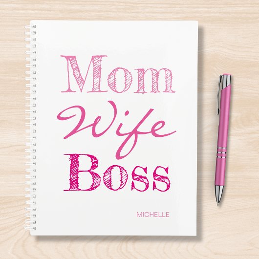 Moeder Vrouw Boss Typografie Toevoegen Jouw namen Planner