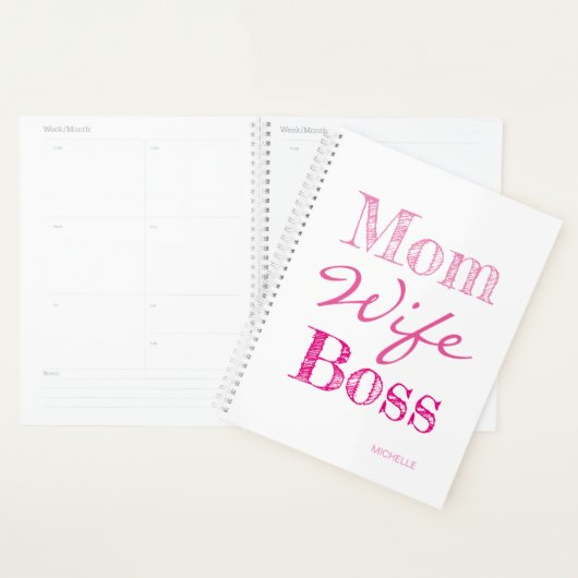 Moeder Vrouw Boss Typografie Toevoegen Jouw namen Planner (Display)