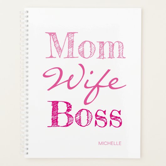 Moeder Vrouw Boss Typografie Toevoegen Jouw namen Planner (Voorkant)