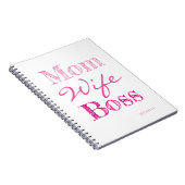 Moeder Vrouw Boss Typografie Voeg je naam toe Notitieboek (Rechterzijde)