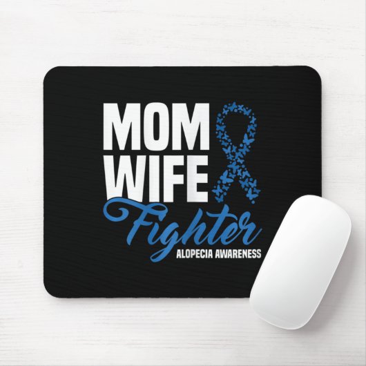 Moeder Vrouw Fighter Blue Ribbon Alopecia Awarenes Muismat (Met muis)