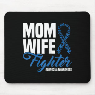 Moeder Vrouw Fighter Blue Ribbon Alopecia Awarenes Muismat