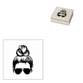 Moeder Vrouw rommelig broodje met zonnebril Rubberstempel (Gestempeld)