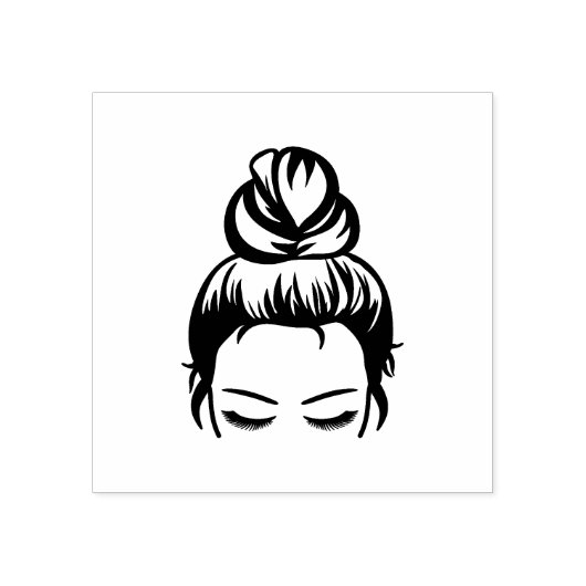 Moeder Vrouw rommelig broodje rubberstempel (Afrduk)