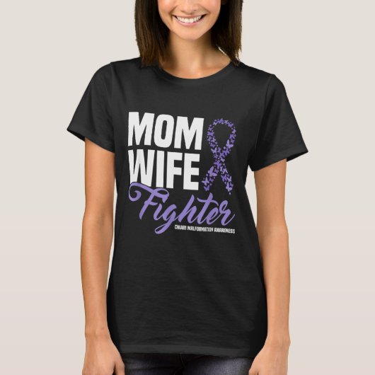 Moeder Vrouw Strijder Paarse Lint Chiari Malformat T-shirt (Voorkant)
