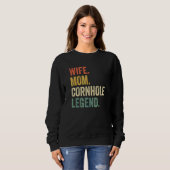Moeder vrouw van Cornhole Mam Bag Toss Legend Vint Trui (Voorkant volledig)