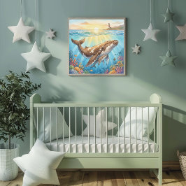 Moeder Walvis en Kalf Kraamkamer Poster