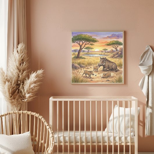 Moeder Warthog en Biggen Nursery Poster