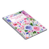 Moeder Waterverf Roze en Paarse Bloempatroon Notitieboek (Rechterzijde)
