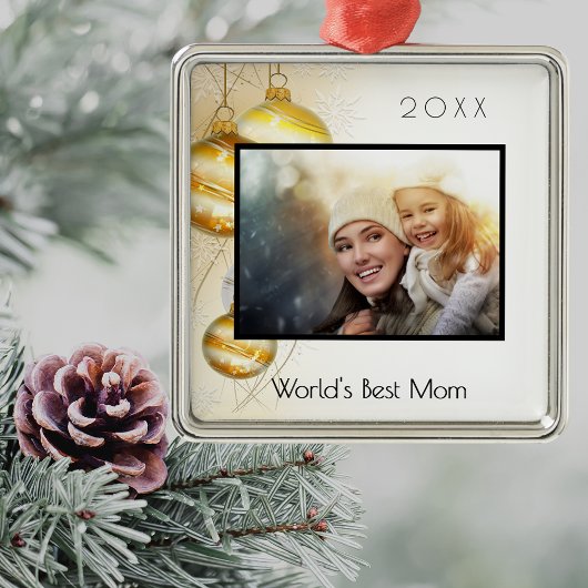 Moeder Wereld's beste mamamamafoto Kerstmis Metalen Ornament