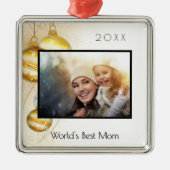 Moeder Wereld's beste mamamamafoto Kerstmis Metalen Ornament (Voorkant)