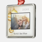 Moeder Wereld's beste mamamamafoto Kerstmis Metalen Ornament (Links)