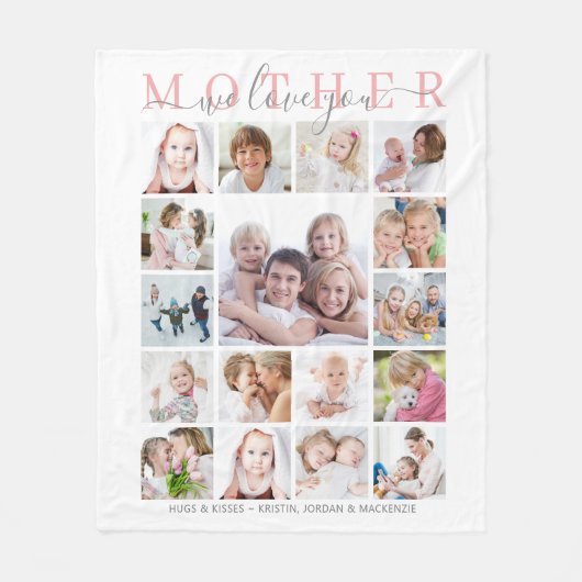 Moeder Wij houden van jou 17 Fotoscript gepersonal Fleece Deken (Voorkant)
