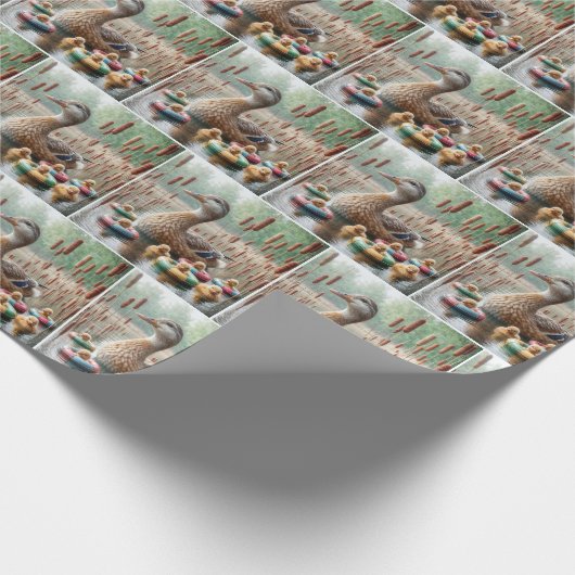 Moeder wilde eend met eendjes cadeaupapier (Hoek)