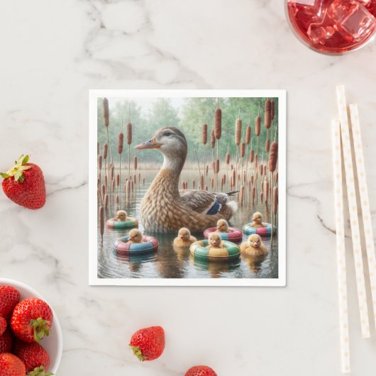 Moeder wilde eend met eendjes servet (Insitu)