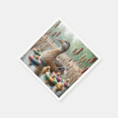 Moeder wilde eend met eendjes servet (Hoek)