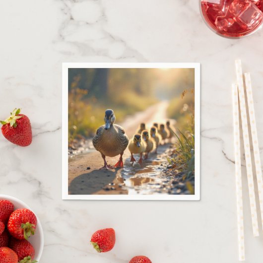 Moeder wilde eend met eendjes servet (Insitu)