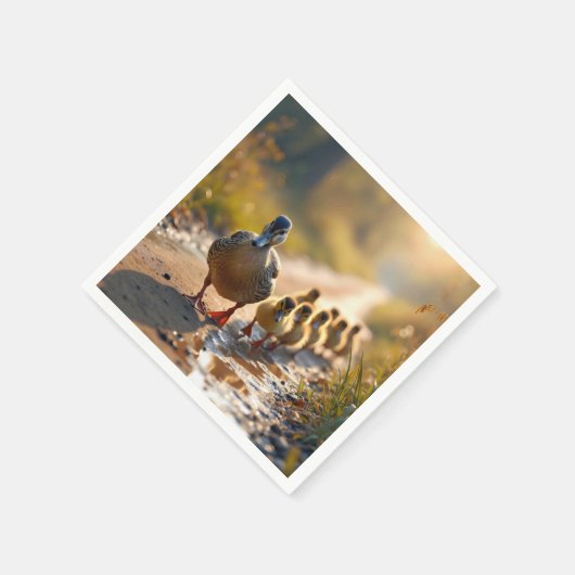 Moeder wilde eend met eendjes servet (Hoek)