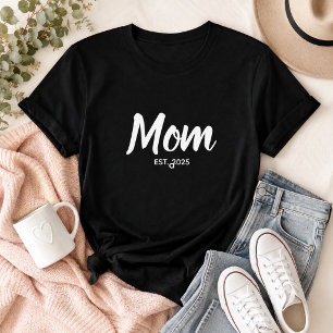 Moeder Wit Schrift Oprichtingsdatum Aangepaste Tek T-shirt