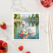 Moeder witte eend met eendje servet (Insitu)