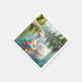 Moeder witte eend met eendje servet (Hoek)