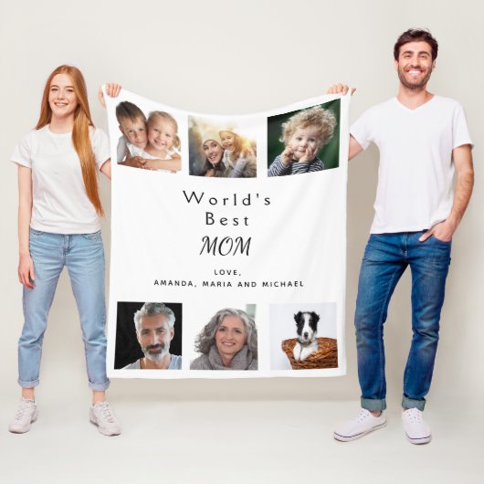 Moeder witte foto collage fleece deken (In situ)