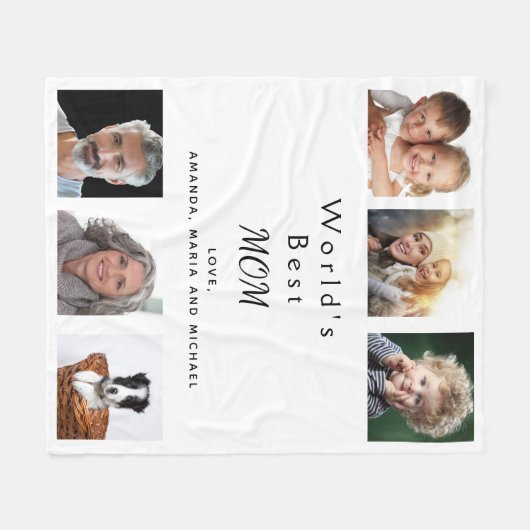 Moeder witte foto collage fleece deken (Voorkant (Horizontaal))