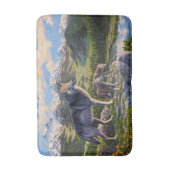Moeder Wolf en Pups Mountain River Valley Badmat (Voorkant Verticaal)