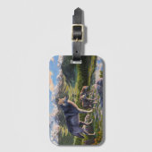 Moeder Wolf en Pups Mountain River Valley Bagagelabel (Voorkant (verticaal))