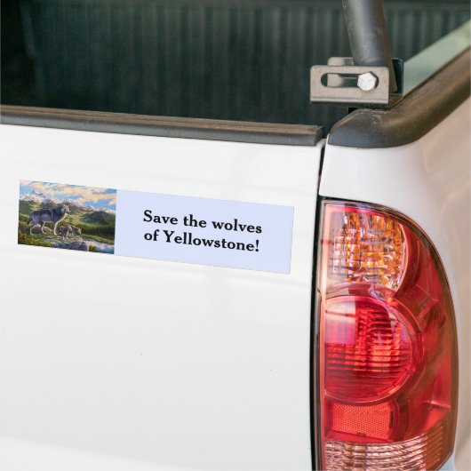 Moeder Wolf en Pups Mountain River Valley Bumpersticker (Op Truck)