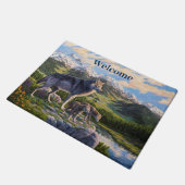 Moeder Wolf en Pups Mountain River Valley Deurmat (Schuin)